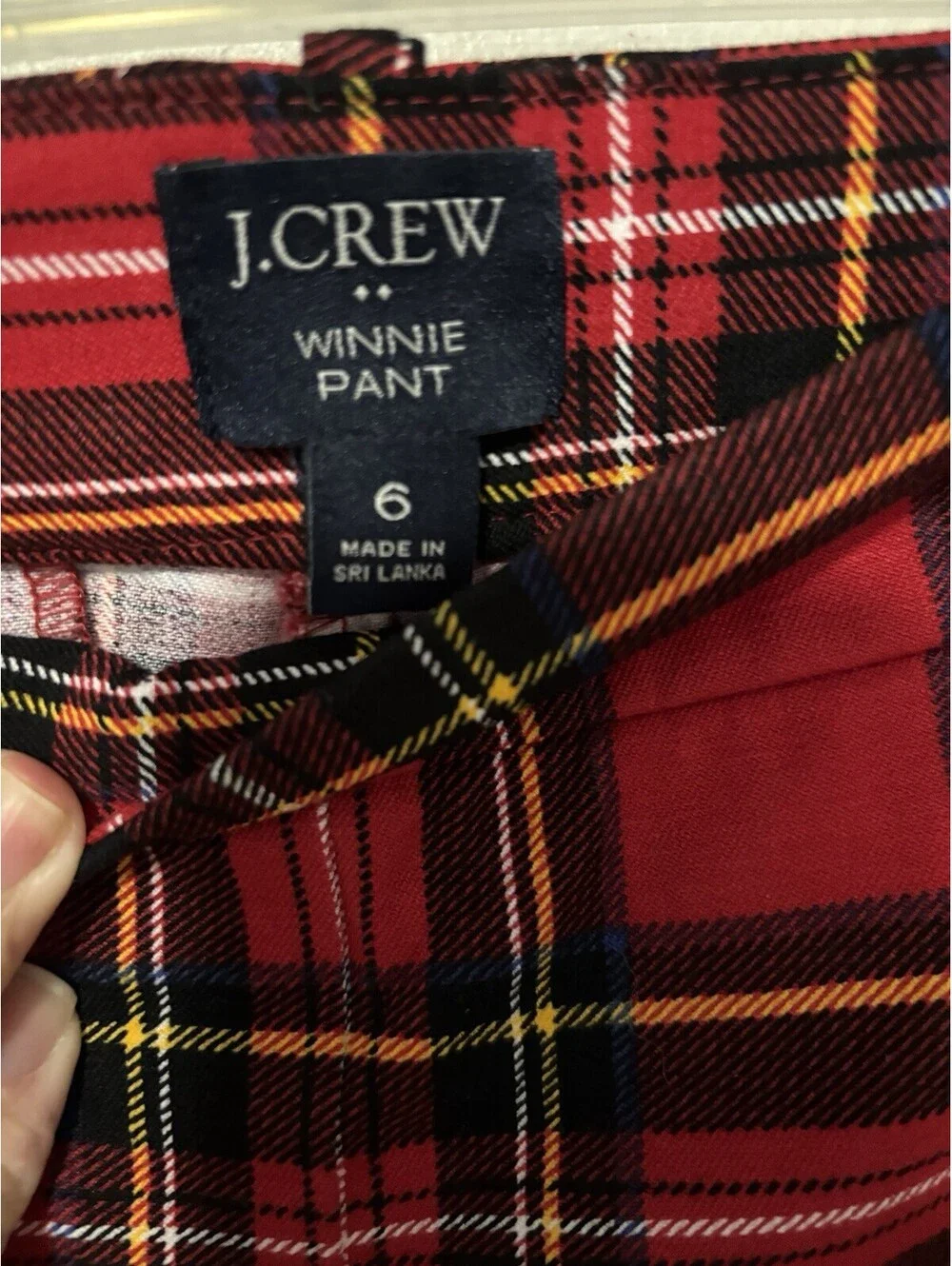 J.Crew Winnie Pant Womens 6 Red Plaid Tartan Slim Ankle Side Zip Preppy